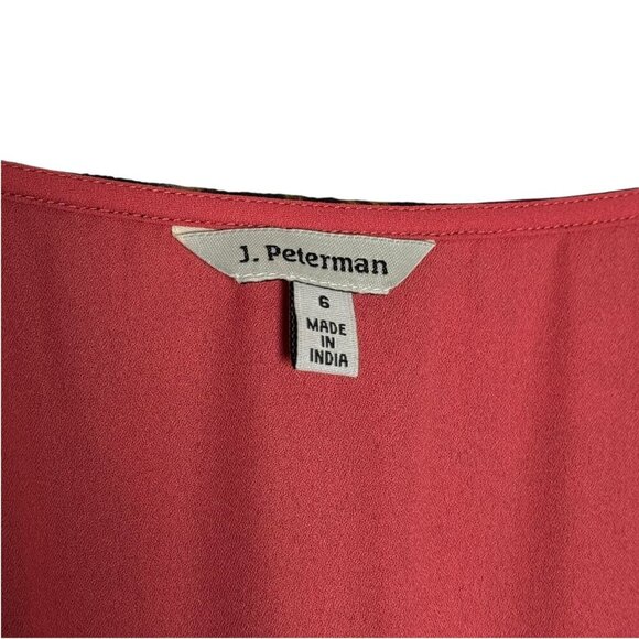 J. Peterman Womens Floral Midi Dress V-Neck Ruffle Sleeves Size 6 Red & Black - Picture 5 of 8